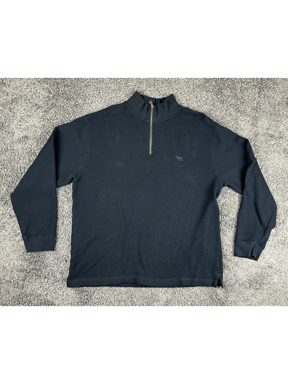 Rodd & Gunn Mens 2XL Black 100% Australian Cotton 1/4 Zip Pullover Sweater